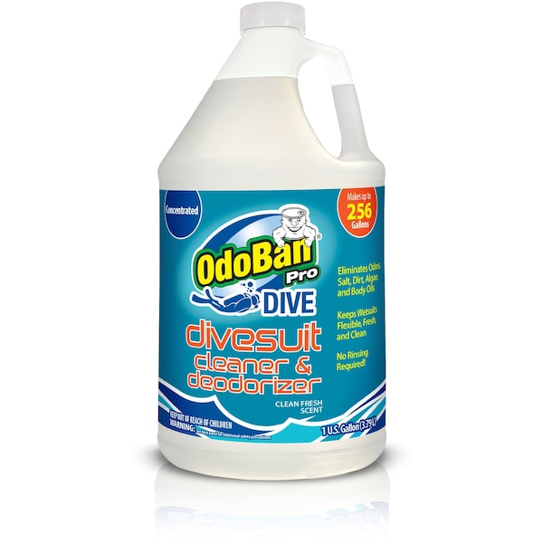 OdoBan Dive Wetsuit Cleaner & Deodorizer Concentrate, Clean Fresh Scent, 1 Gallon